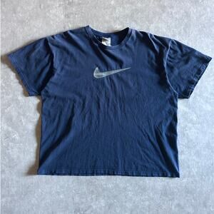 2000s Vintage Nike Grey Swoosh Blue T Shirt Size XL